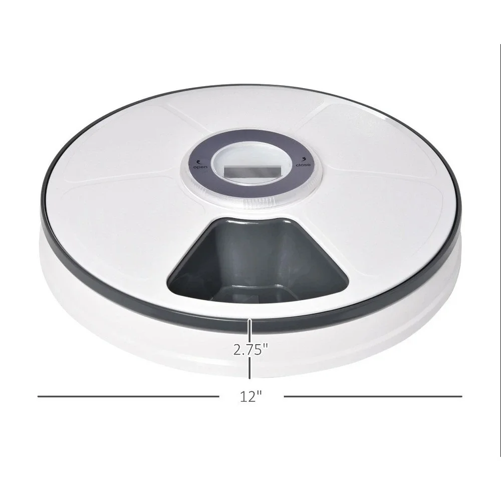 PawHut Automatic Pet Feeder 6 Meal Digital Timer Cat Dog Food Dispenser D08-027